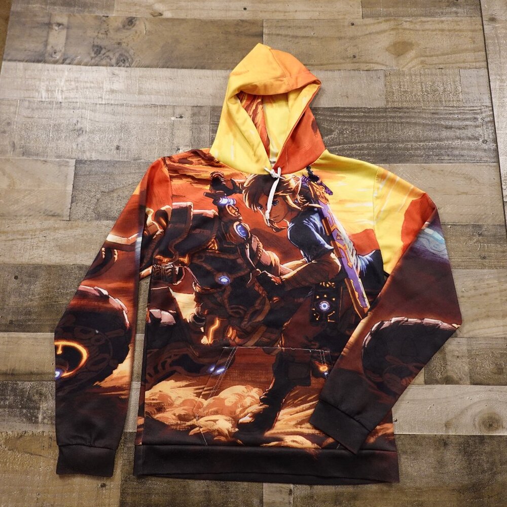 Zelda Link pullover hoodie sweater men's medium Breathe of the Wild master sword
